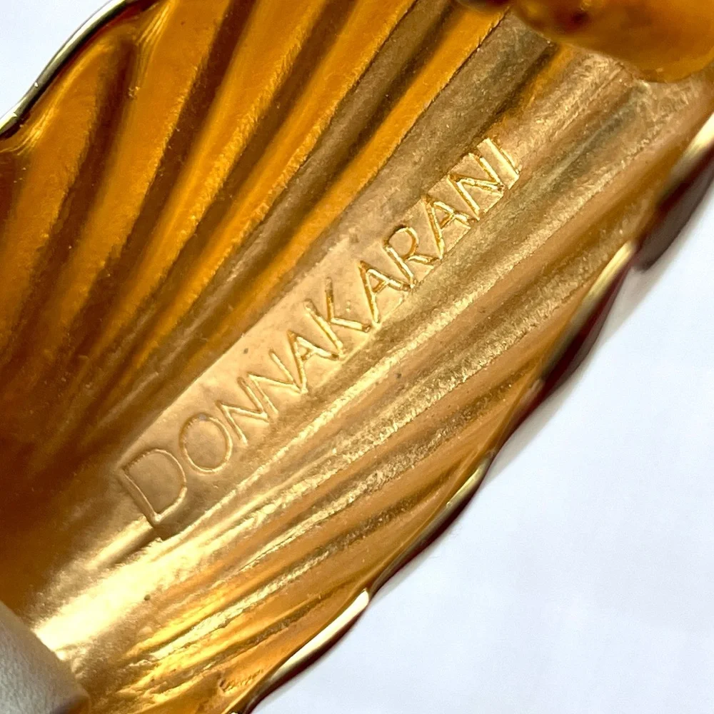 Vintage Rare Donna Karan Gold Shell Robert Lee Morris Buckle Leather Belt 90s
